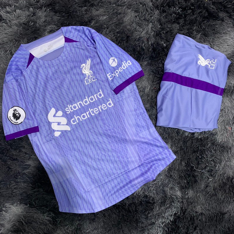 Quần áo bóng đá LIVERPOOL bản sân khách màu tím vải mè cao cấp mùa giải 2023-2024