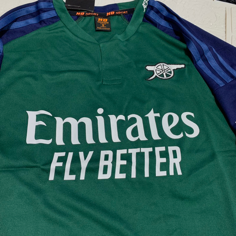 Quần áo bóng đá ARSENAL bản sân khách màu xanh rêu vải mè cao cấp mùa giải 2023-2024