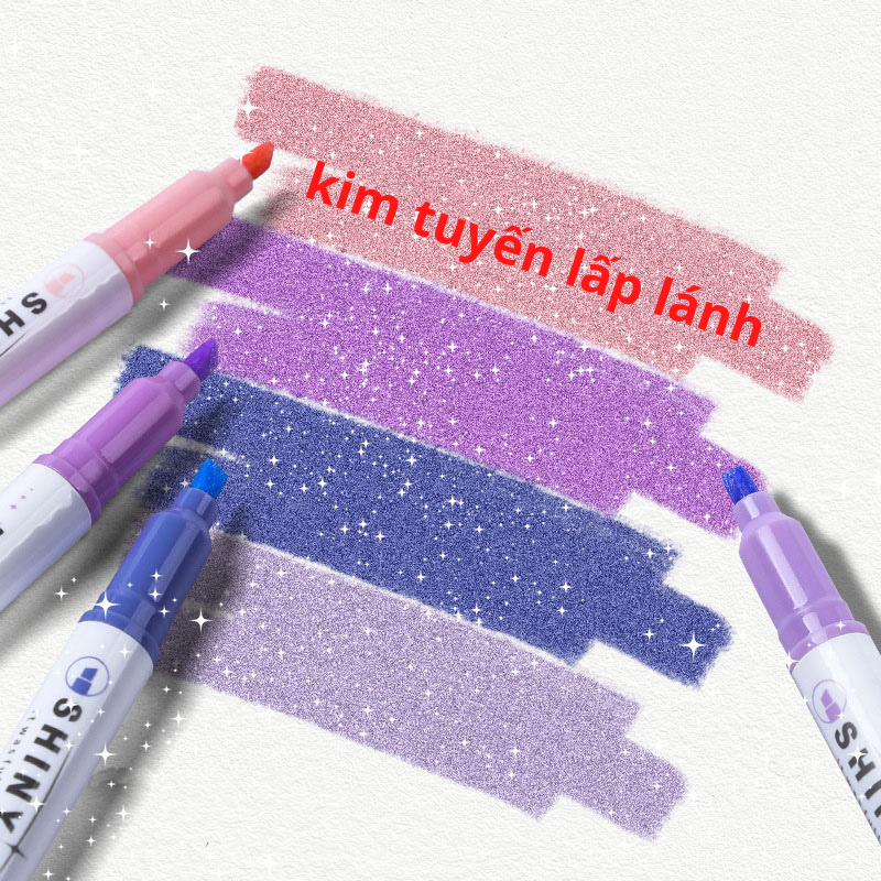 Bút Dạ Quang Nhũ, Bút Highlighter Đánh Dấu Dòng Ánh Kim QueenLee Store