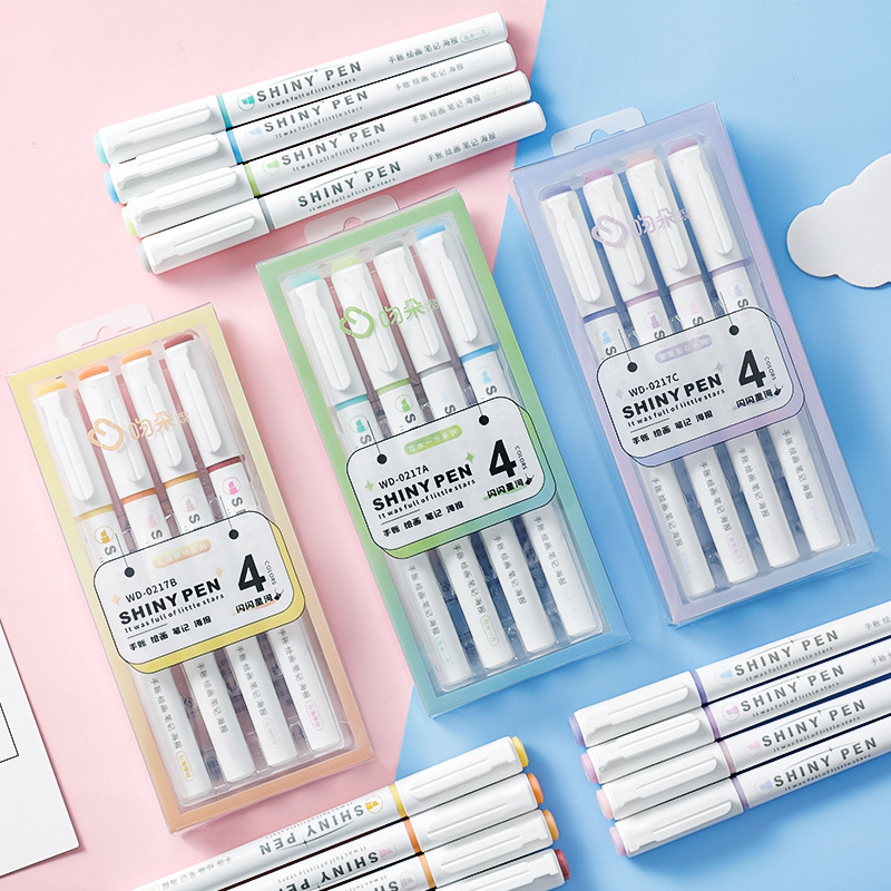 Bút Dạ Quang Nhũ, Bút Highlighter Đánh Dấu Dòng Ánh Kim QueenLee Store