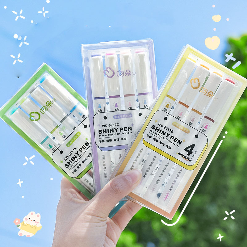 Bút Dạ Quang Nhũ, Bút Highlighter Đánh Dấu Dòng Ánh Kim QueenLee Store