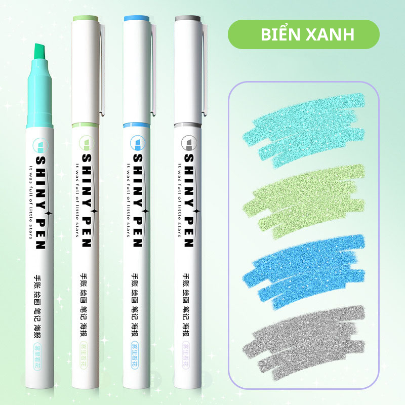 Bút Dạ Quang Nhũ, Bút Highlighter Đánh Dấu Dòng Ánh Kim QueenLee Store