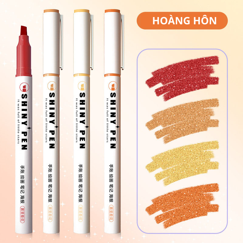 Bút Dạ Quang Nhũ, Bút Highlighter Đánh Dấu Dòng Ánh Kim QueenLee Store