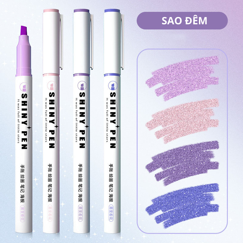 Bút Dạ Quang Nhũ, Bút Highlighter Đánh Dấu Dòng Ánh Kim QueenLee Store