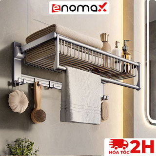 Kệ treo nhà tắm Enomax dán tường treo khăn tắm, quần áo, đồ dùng phòng tắm. Chất liệu nhôm không hàng không cao cấp