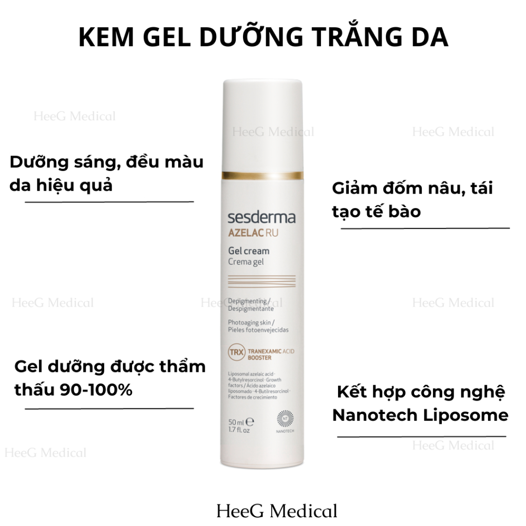 Gel dưỡng sáng da, mờ nám Sesderma Azelac RU Cream Gel 50ml