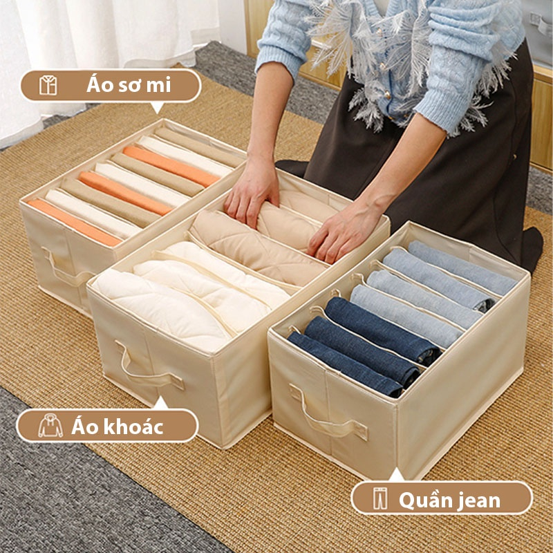 Hộp đựng quần áo 11 12 ngăn khung cứng có nắp túi thùng chia ngăn đựng quần áo đồ lót đa năng gọn gàng  TOMOKI