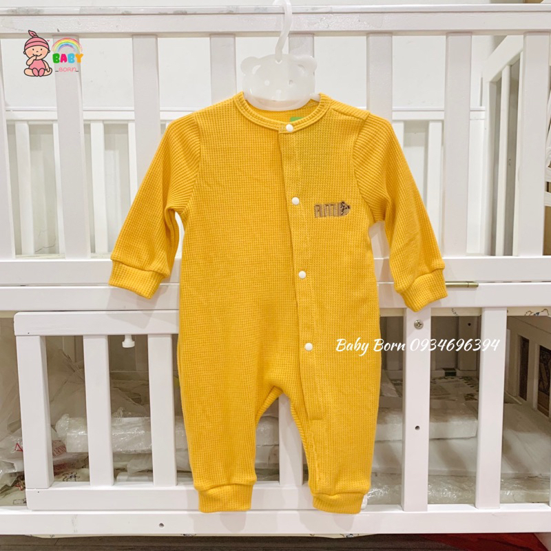 Anminaza - Body thu đông organic cotton 100% kiểu dệt tổ ong mềm, ấm cho bé AMI0104
