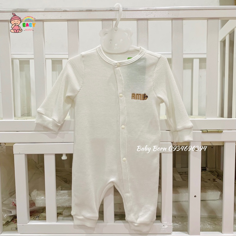 Anminaza - Body thu đông organic cotton 100% kiểu dệt tổ ong mềm, ấm cho bé AMI0104