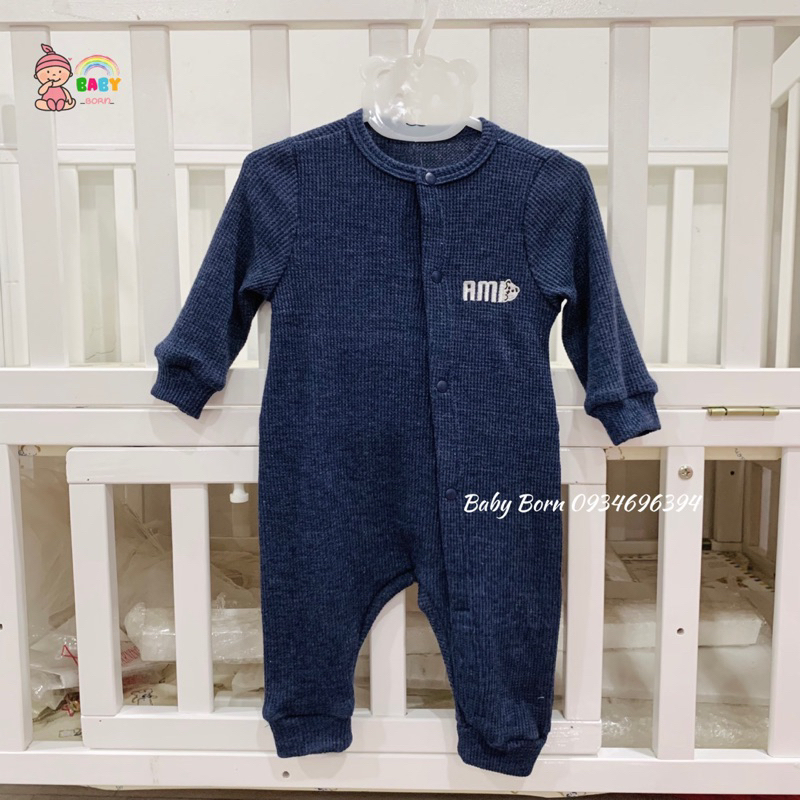 Anminaza - Body thu đông organic cotton 100% kiểu dệt tổ ong mềm, ấm cho bé AMI0104