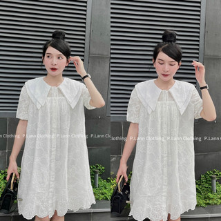 Váy Peony Babydoll Trắng Ren Hoa Tiểu Thư