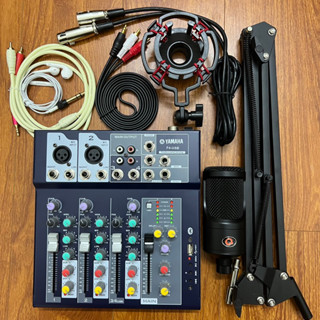 Combo Thu Âm Thế Hệ Mới Mixer F4 Yamaha + Mic AQTA P1 Kèm đầy đủ phụ kiện dây livestream,chân kẹp mic,tặng tai nhét
