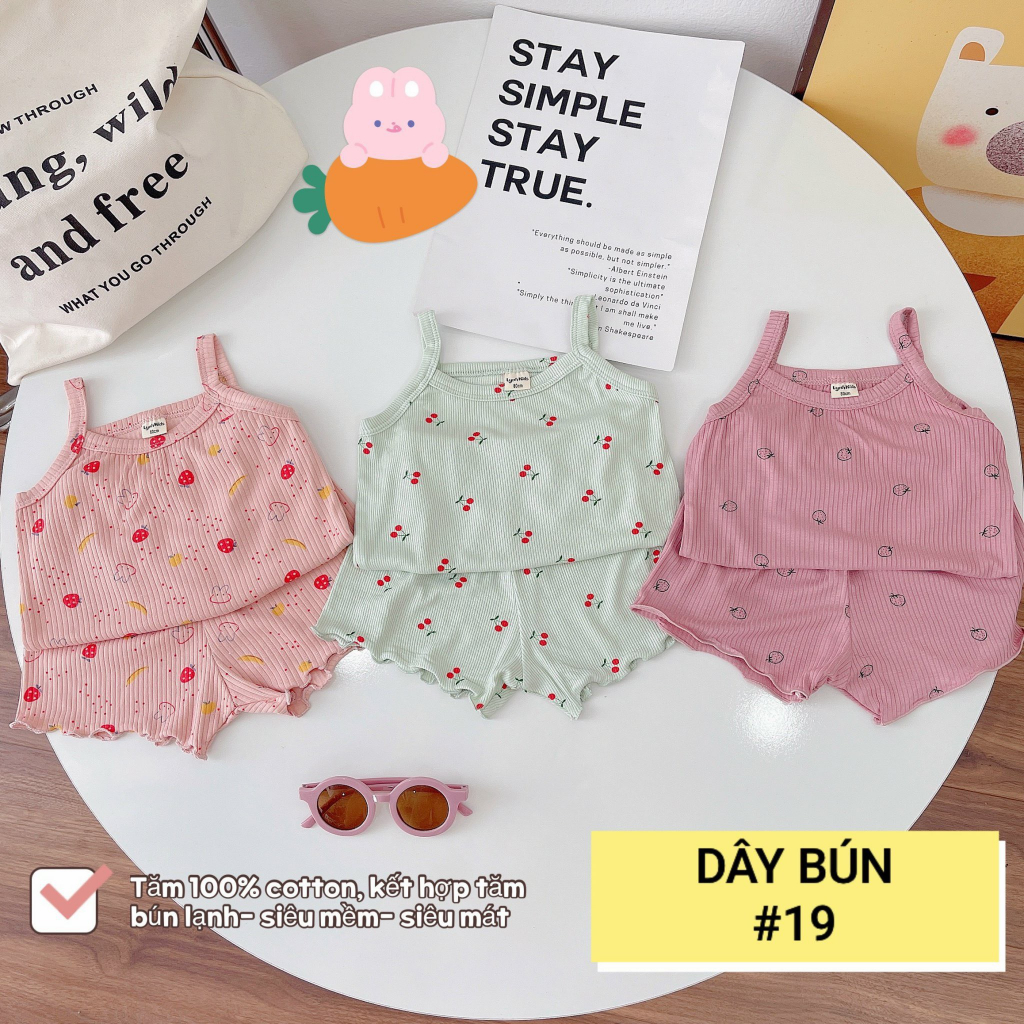Đồ sơ sinh bé gái , bộ quần áo hai dây cho bé 6-13kg , chất liệu tăm lạnh , siêu mềm mát , co giãn , thấm hôi