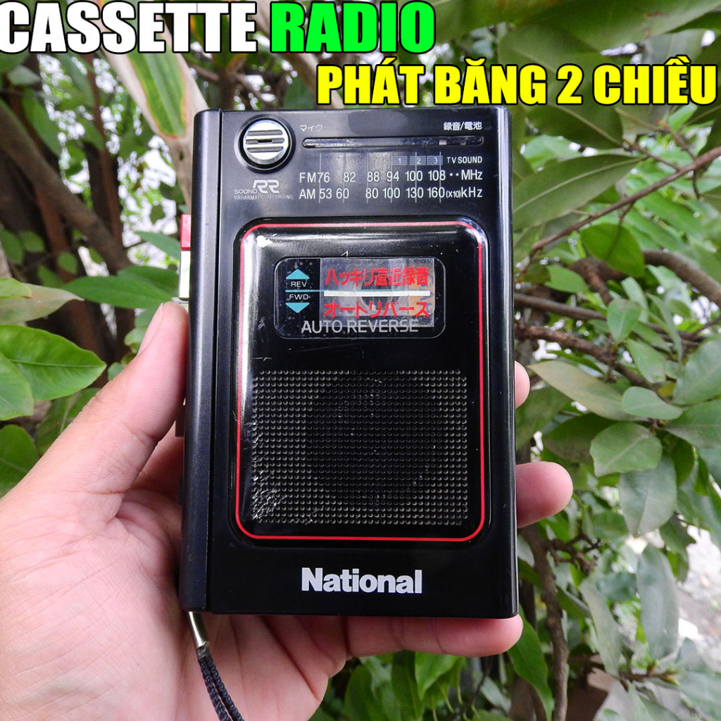 Máy nghe nhạc Cassette National RX-M7 có loa ngoài phát băng 2 chiều thu đài radio AM FM108 nghe 2 bên tai nghe