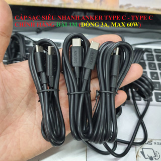 Cáp sạc nhanh anker type c - type c chính hãng, dài 1m, dòng 3a, max 60w