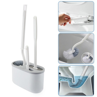  Bộ 3 Cọ bồn cầu silicon có đế đựng Bàn Chải Vệ Sinh Toilet Cán Dài 360 Độ Dùng Nhà Tắm Tiện Dụng 3in1 