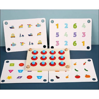 Cờ trí nhớ 10 chủ đề loại 12 nút - đồ chơi bằng gỗ lật hình ghi nhớ giúp bé rèn luyện trí nhớ