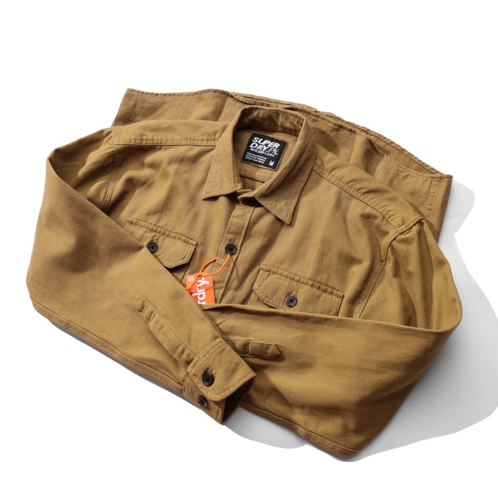 Áo sơ mi tay dài kaki wash superdry nam
