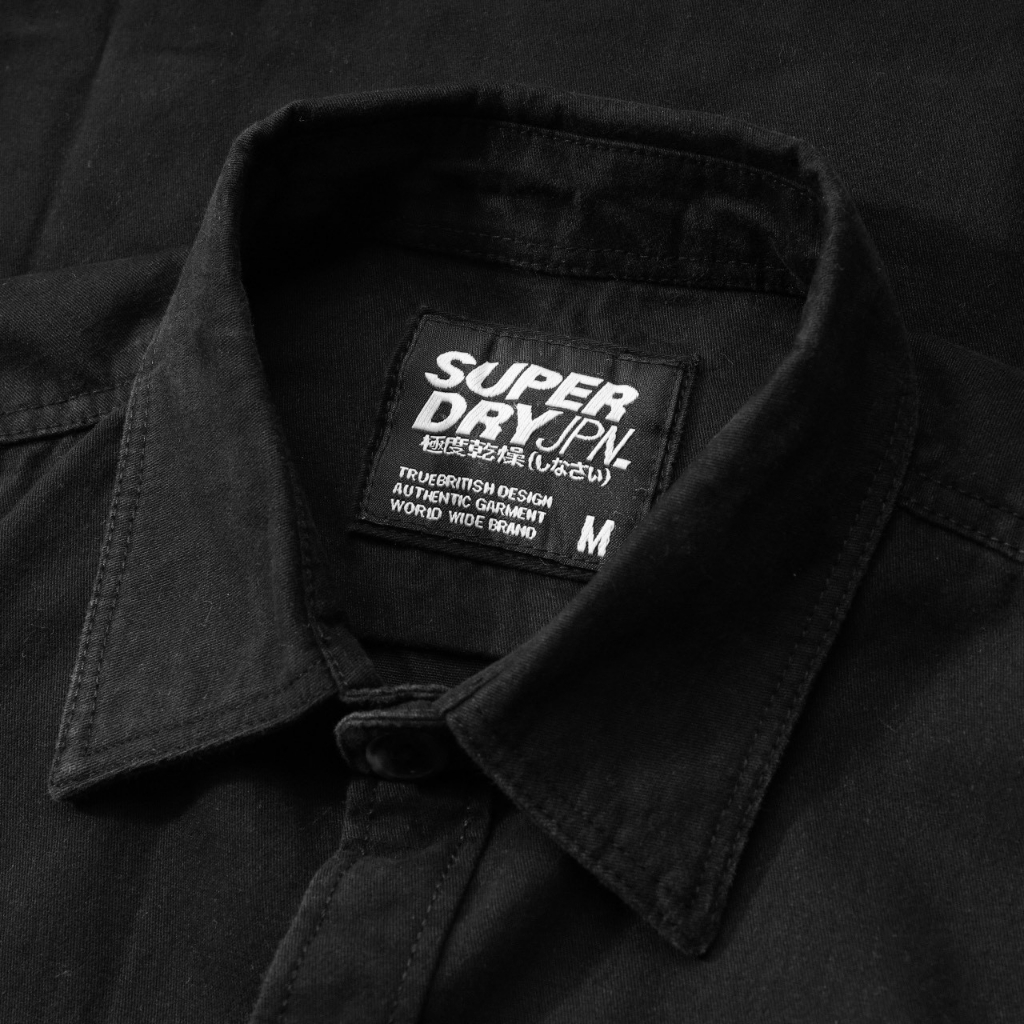 Áo sơ mi tay dài kaki wash superdry nam