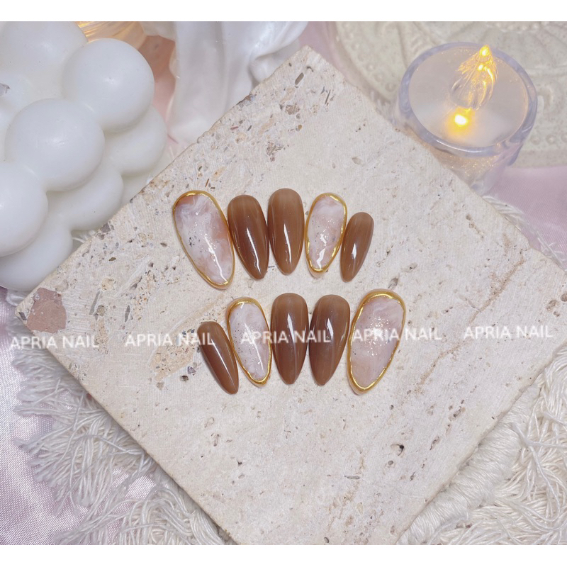 NAILBOX THIẾT KẾ  THẠCH NÂU MIX LOANG - A20