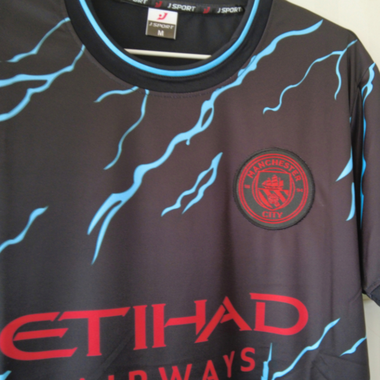 Man City sân khách, quần áo bóng đá in tên số theo yêu cầu, áo bóng đá thun lạnh, MC sân khách, MC sấm sét, HUNGSPORT TN