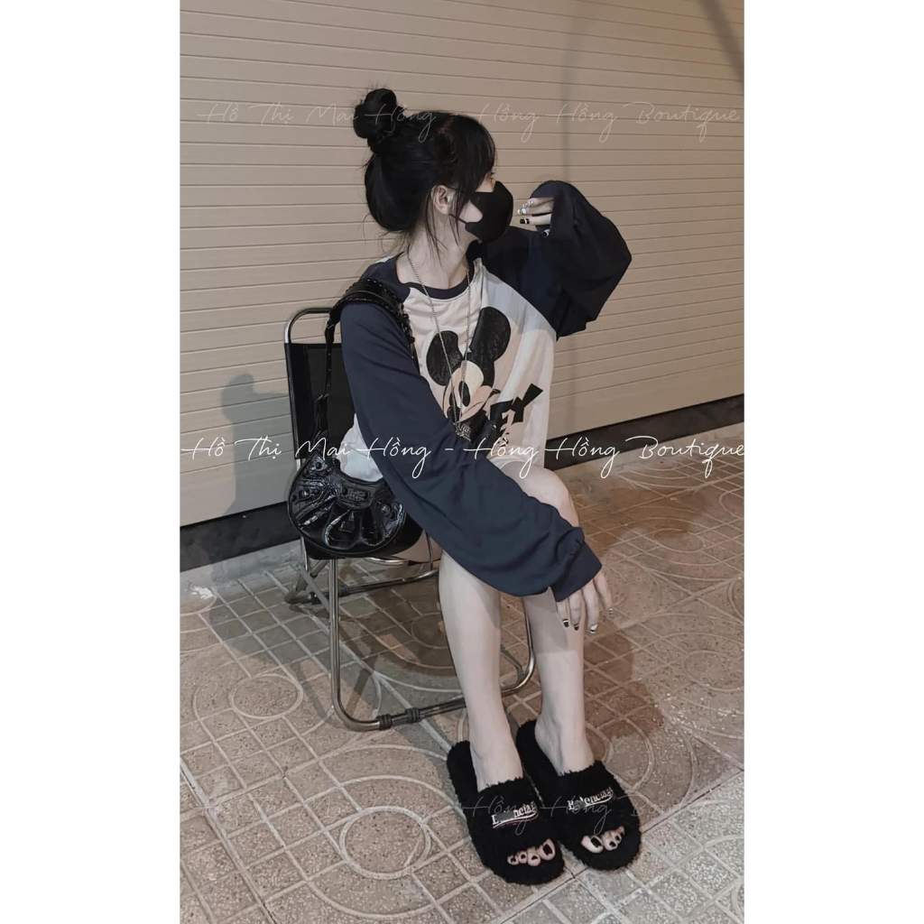 Áo Phông Áo Thun Nữ Dài Tay Dáng Thụng IN Hình MICKEY  Cotton 40-70KG 2 Màu mẫu AOMICKEYDTAYIN1M. PT237