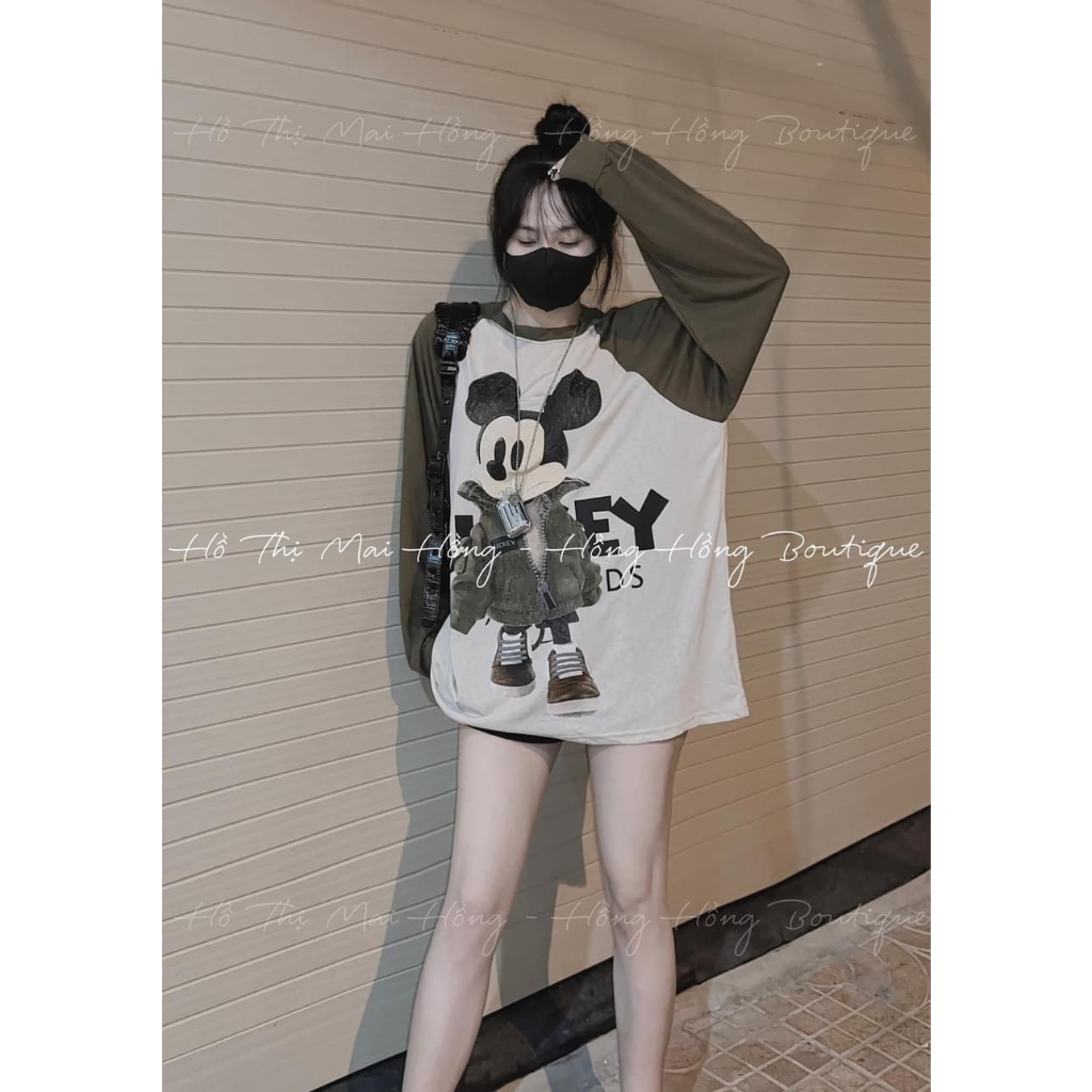 Áo Phông Áo Thun Nữ Dài Tay Dáng Thụng IN Hình MICKEY  Cotton 40-70KG 2 Màu mẫu AOMICKEYDTAYIN1M. PT237