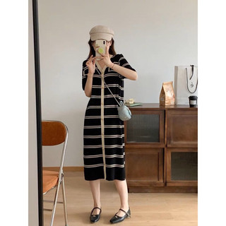 VÁY LEN KẺ NGANG CỔ TIM L1