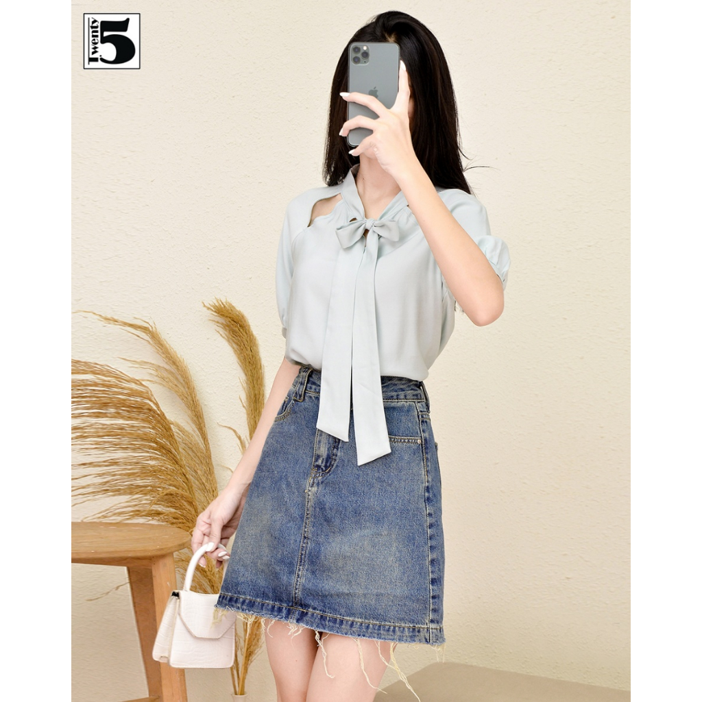 Chân váy Jeans chữ A,gấu tua rua ít Twenty.Five 4936