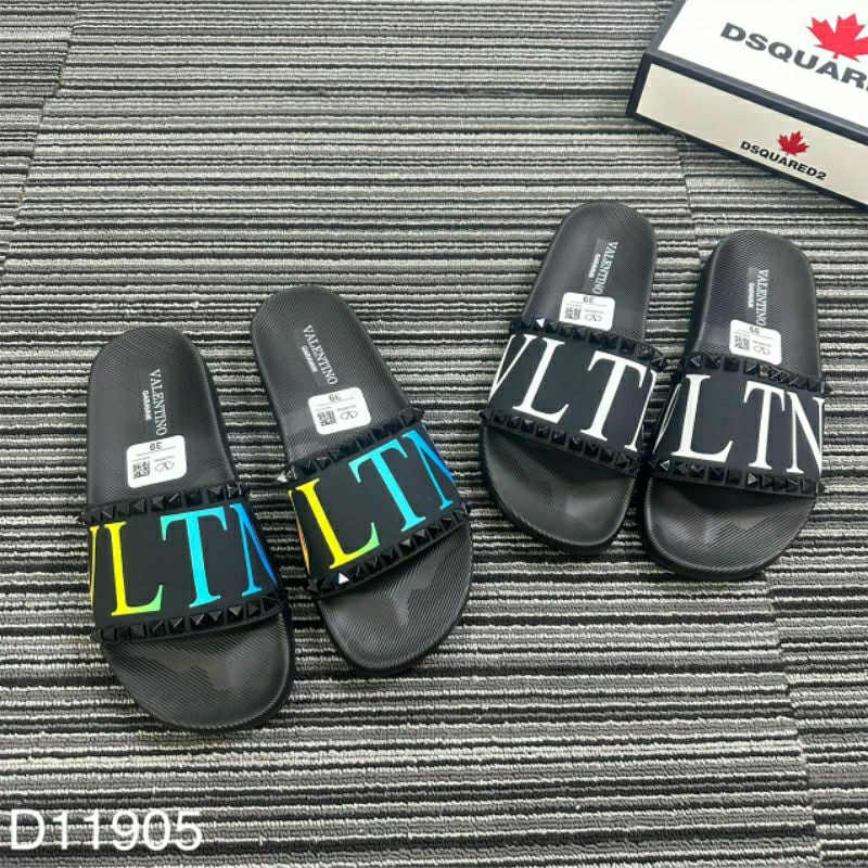 Dép Quai Nam VLTN Cao Cấp - Dép quai ngang đính đá VLTN in chữ màu