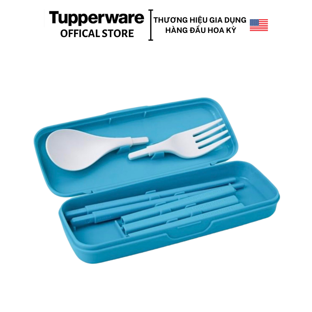 Bộ đũa muỗng nĩa Portable Chopstick Tropical Tupperware - Nhựa nguyên sinh - Bảo hành trọn đời