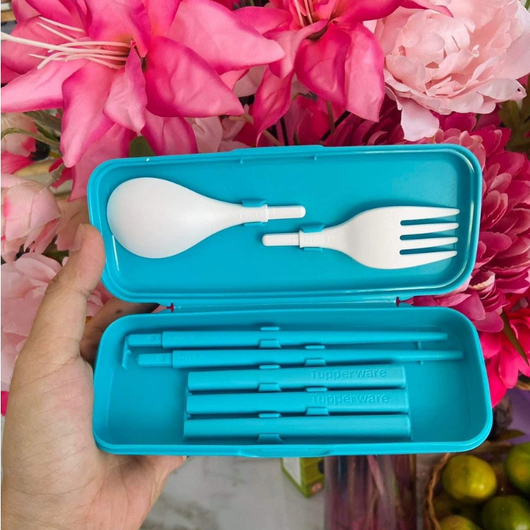 Bộ đũa muỗng nĩa Portable Chopstick Tropical Tupperware - Nhựa nguyên sinh - Bảo hành trọn đời