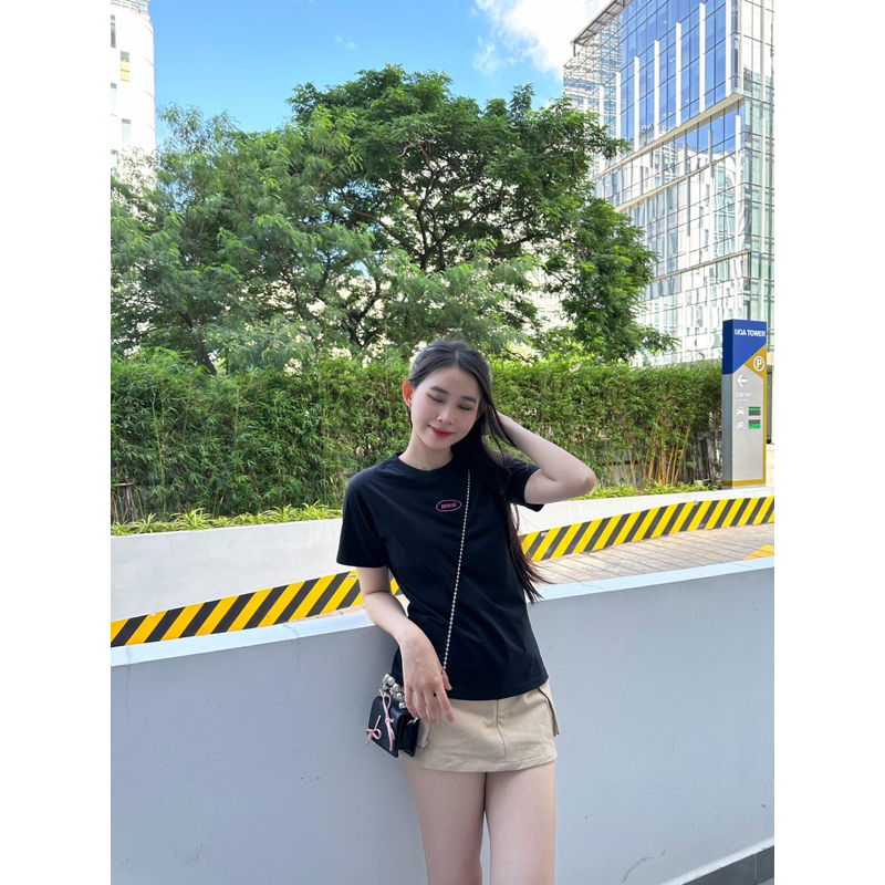 BLACKPINK FULL DEROSE LOGO BABYTEE - Áo Thun Baby tee thêu logo hồng