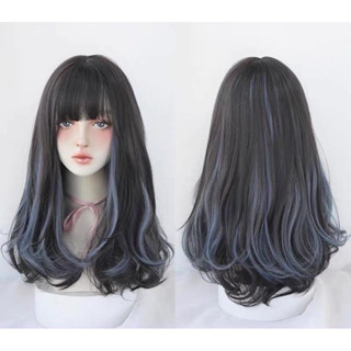 Tóc giả nữ cả đầu🌸FREESHIP🌸Tóc nguyên đầu xoăn light xanh 8242