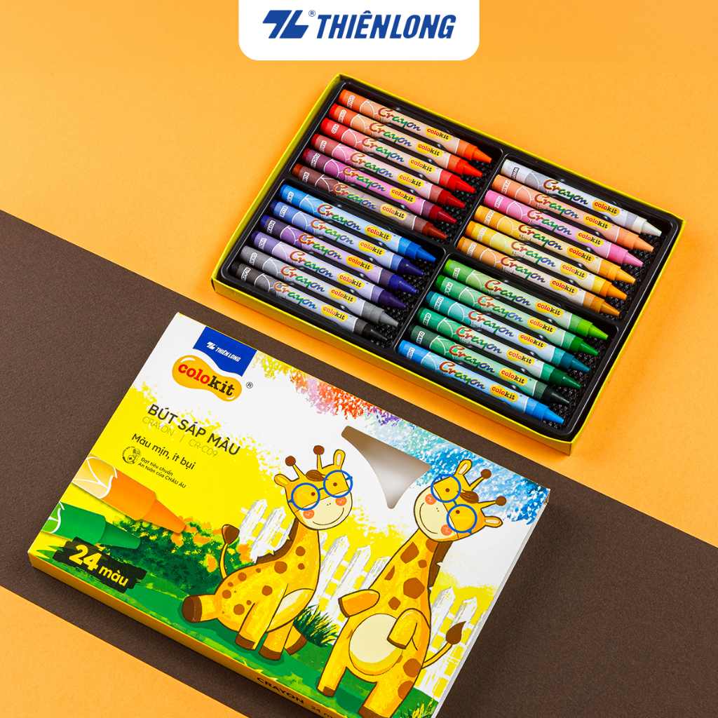 Sáp 24 màu Thiên Long Colokit CR-C09 - Tiêu chuẩn châu Âu