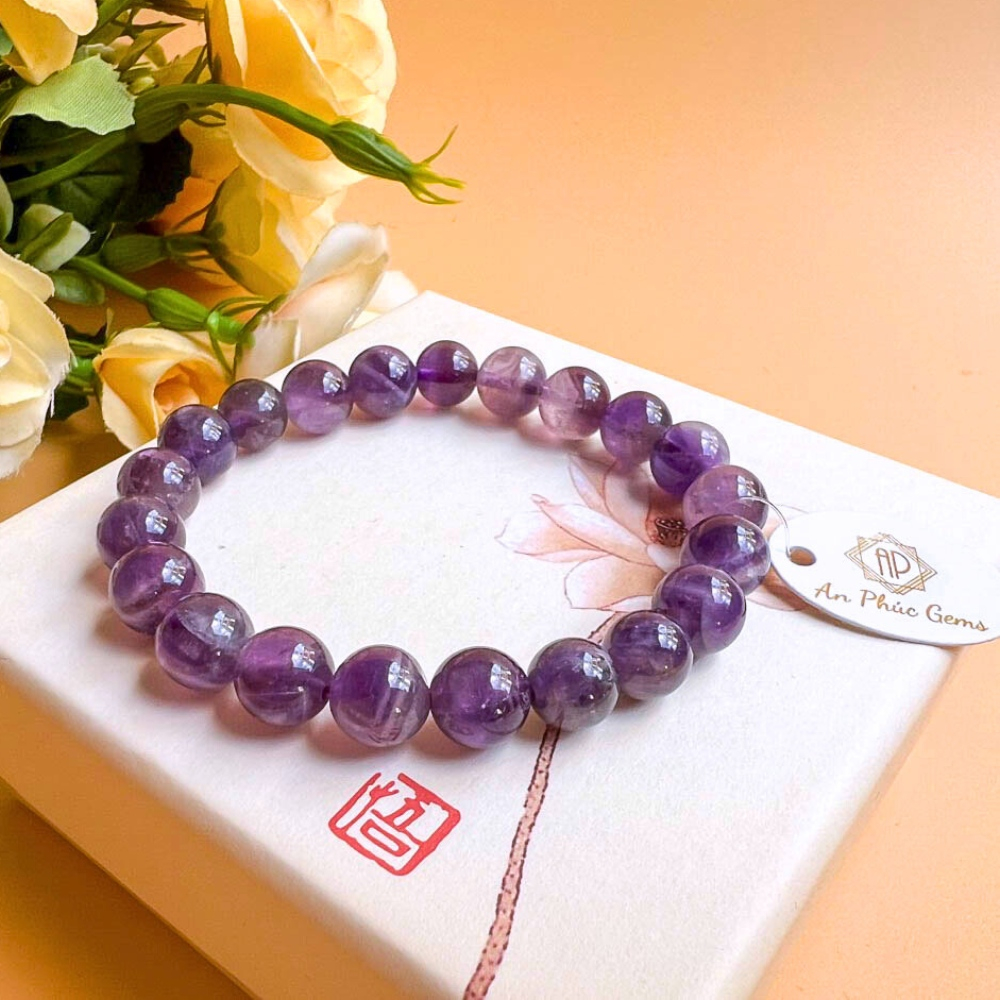 Vòng Tay Đá Thạch Anh Tím Vân Mây Cho Người Mệnh Hỏa Và Thổ - An Phúc Gems