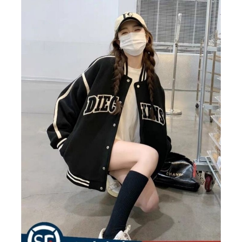 Áo Khoác Nỉ Ngoại Bomber Form Rộng Unisex - In Chữ DIEC KINS