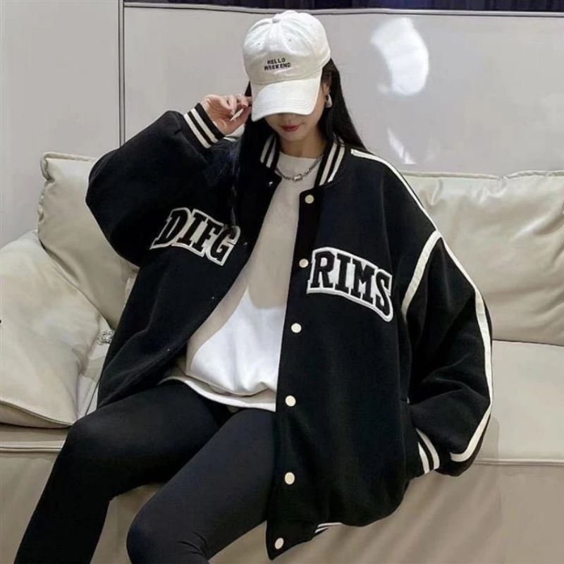 Áo Khoác Nỉ Ngoại Bomber Form Rộng Unisex - In Chữ DIEC KINS