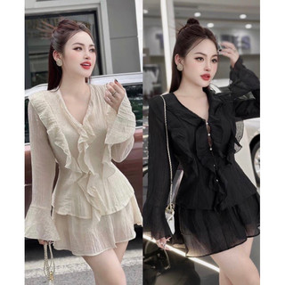 Sét váy chào thu cúc Ngọc 2 màu hàng loại 1