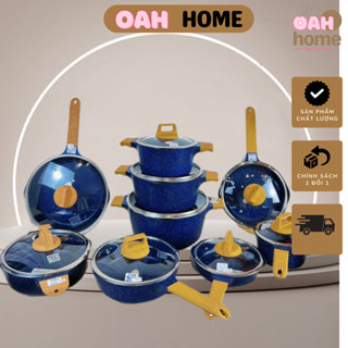 Bộ nồi chảo MGC xanh lam 12 chi tiết hiện đại, phong cách