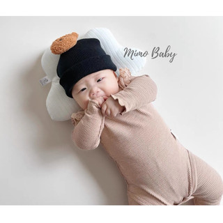 Mũ len đính gấu bông xù Ms23 mềm mại đáng yêu cho bé từ 6m-3y