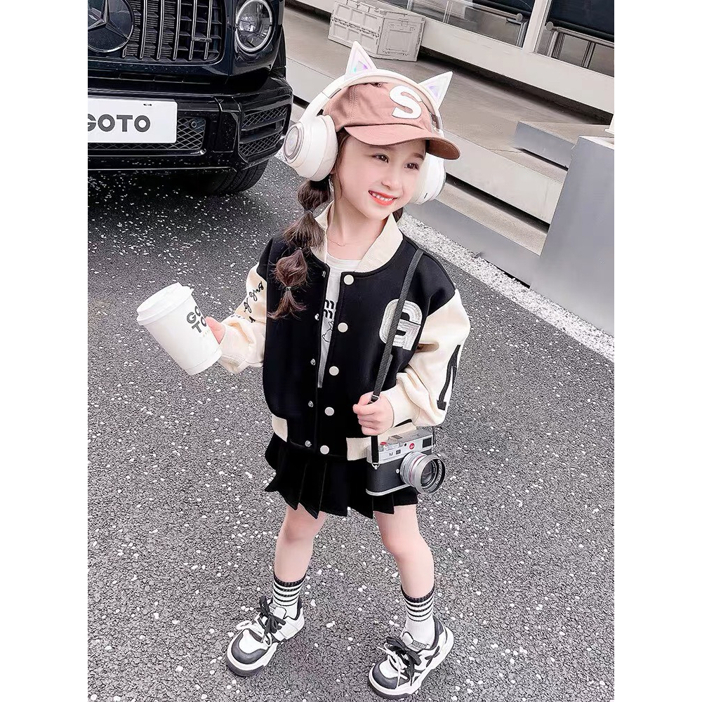 Áo khoác cho bé trai, bé gái, áo khoác da bomber thêu chữ G cho bé 10-30kg