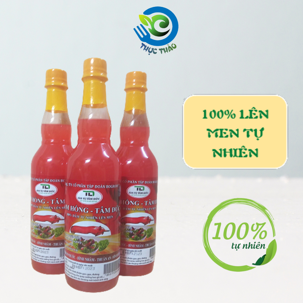 1 Chai Giấm hồng Tâm Đức 700ml - giấm tự nhiên giúp tạo và giữ độ giòn cho da heo