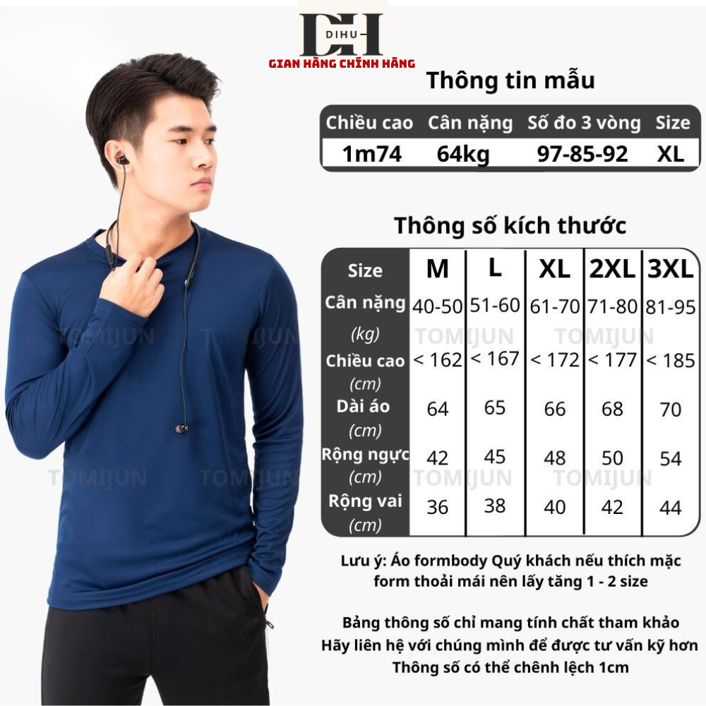 Áo thun nam dài tay Dihu, áo giữ nhiệt dài tay chất vải thun lạnh có giãn giữ ấm trẻ trung năng động