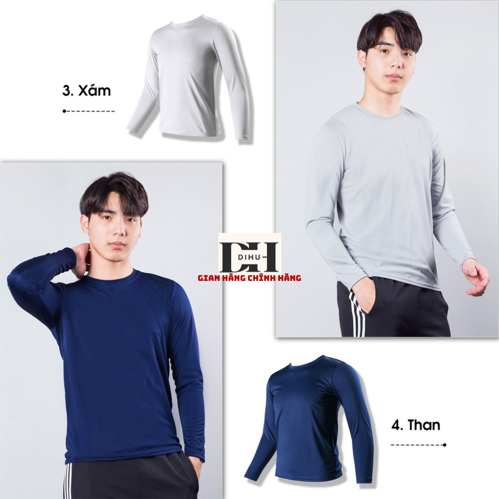 Áo thun nam dài tay Dihu, áo giữ nhiệt dài tay chất vải thun lạnh có giãn giữ ấm trẻ trung năng động