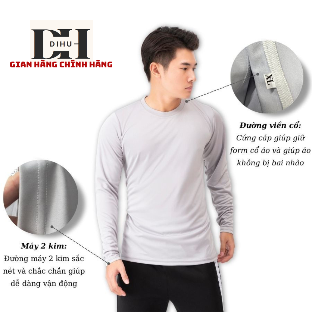 Áo thun nam dài tay Dihu, áo giữ nhiệt dài tay chất vải thun lạnh có giãn giữ ấm trẻ trung năng động
