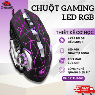 Chuột Máy Tính Gaming Có Dây ZiyouLang V5 Cao Cấp Led RGB 7 Chế Độ, Thiết Kế Hầm Hố, Màu Đẹp, Phù Hợp Pc/Laptop