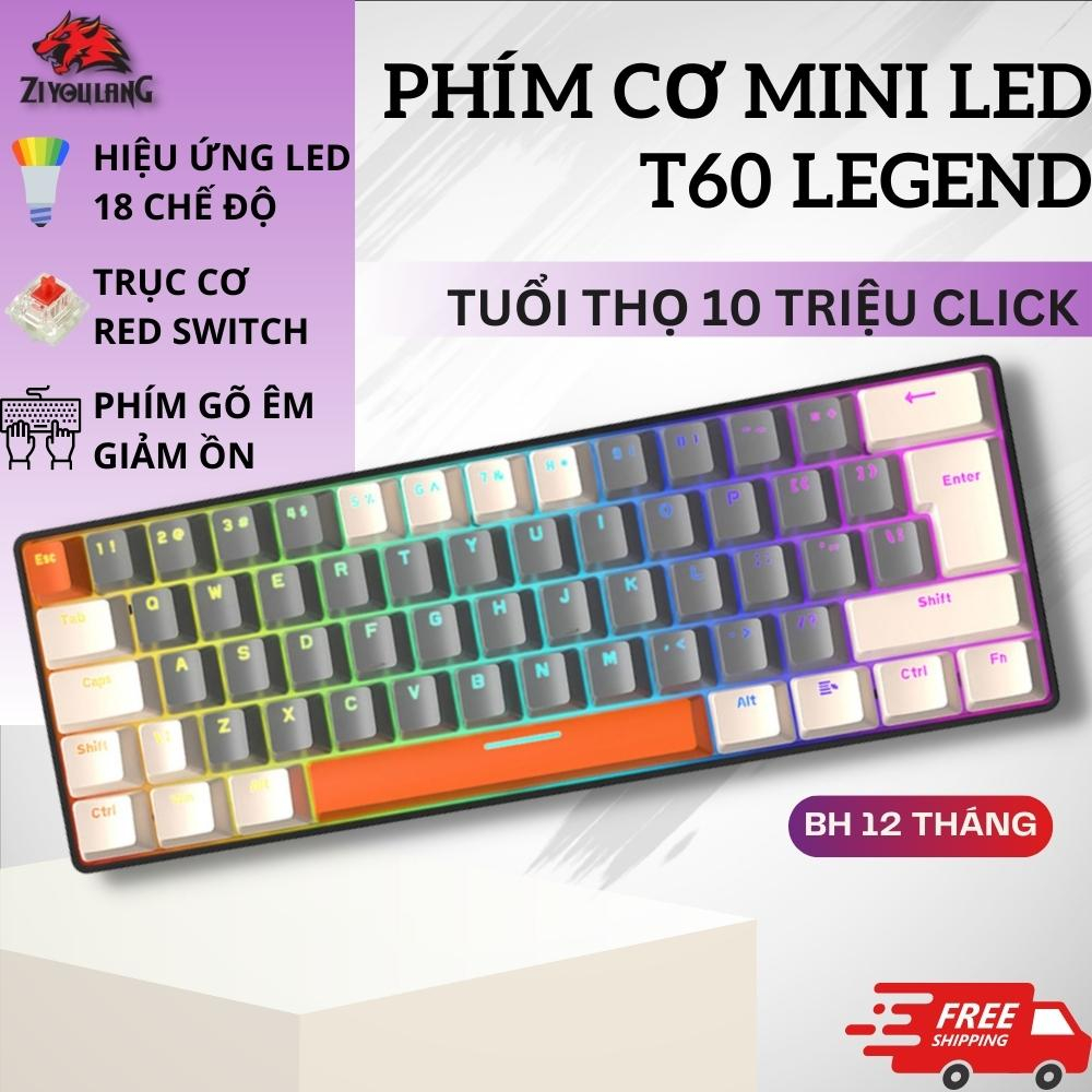 Bàn Phím Cơ Có Dây ZiyouLang T60 Pro Led RGB 18 Chế Độ Trục Cơ Red Switch Gõ Cực Đã, Phù Hợp Laptop/Pc/Máy Tính