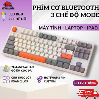  Bàn Phím Cơ Bluetooth Không Dây ZiyouLang K87 Trục Cơ Yellow Switch Led RGB HOTSWAP Cao Cấp Phù Hợp Laptop Pc ĐT Mac 