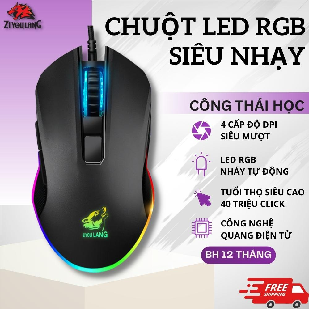 Chuột Máy Tính Có Dây ZiyouLang V1 Gaming Mouse Led Viền RGB, DPI 4000 Hỗ Trợ Game Thủ, Phù Hợp Laptop/Pc